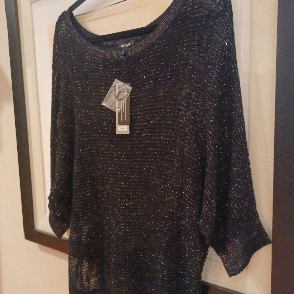 Apt.9 Black & Silver Women's Sheer Sweater Size XL